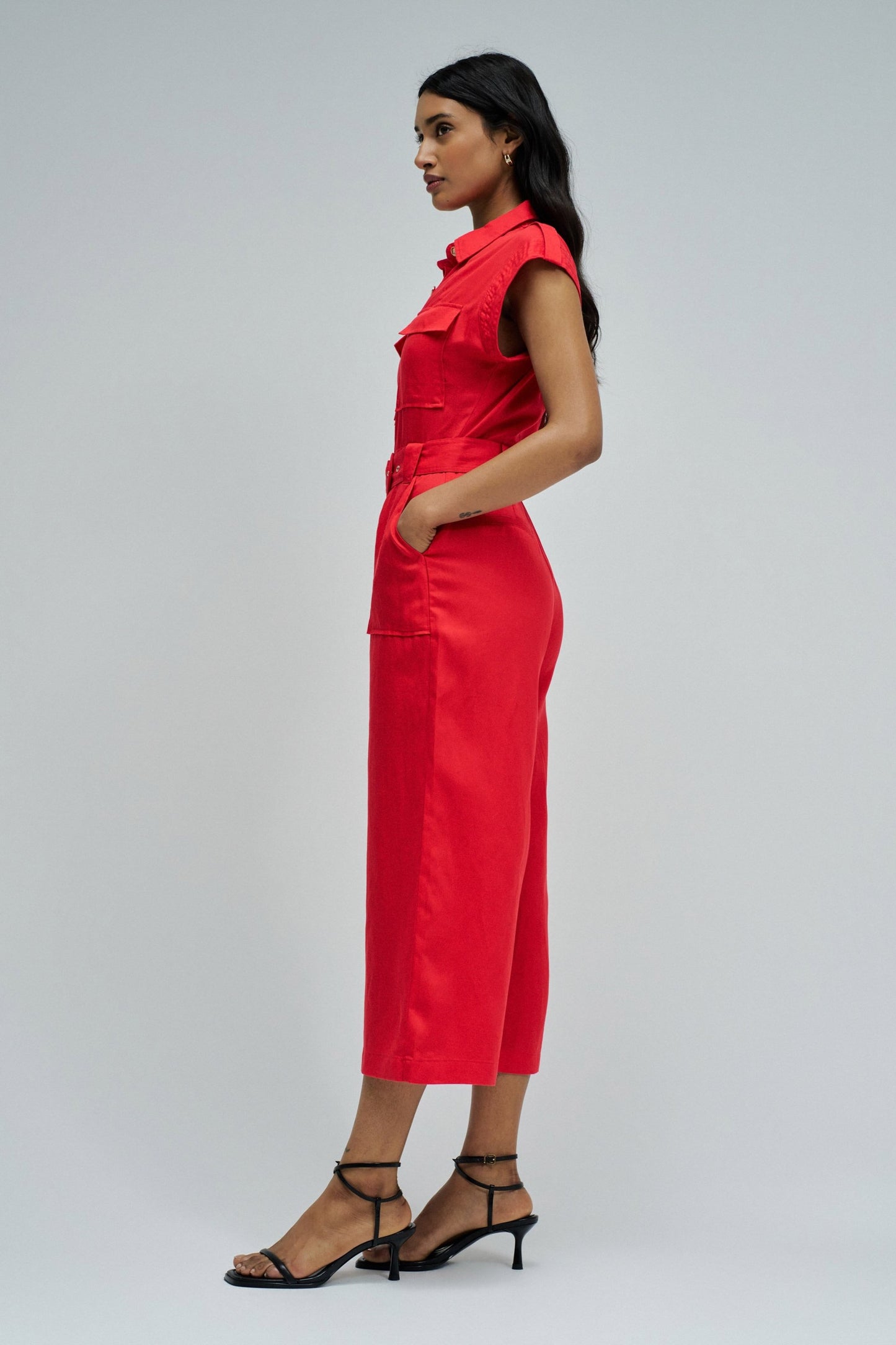 Salsa Jeans Cropped Jumpsuit - Red