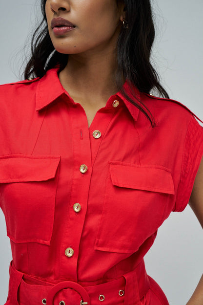 Salsa Jeans Cropped Jumpsuit - Red