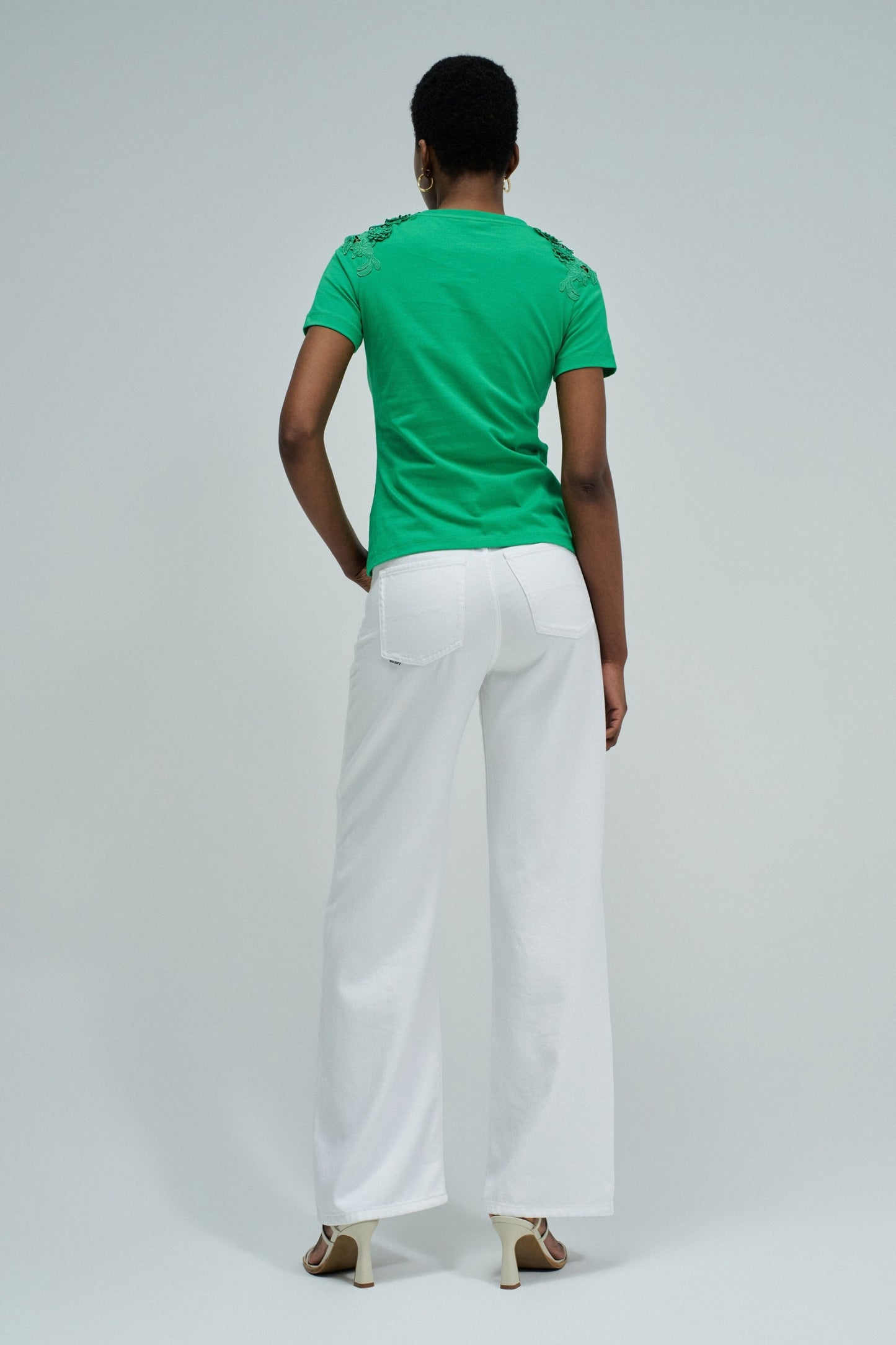 Salsa Jeans Lace Detail T-Shirt - Green