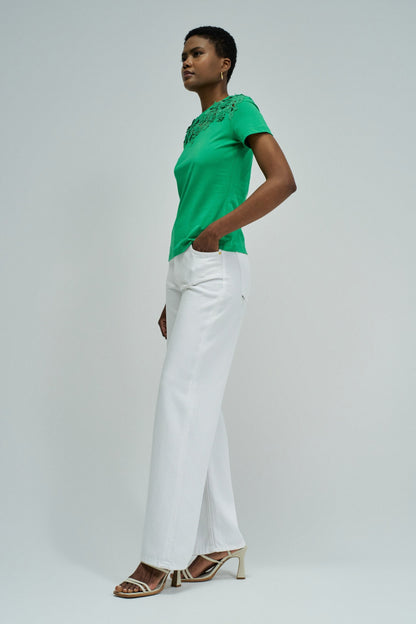 Salsa Jeans Lace Detail T-Shirt - Green