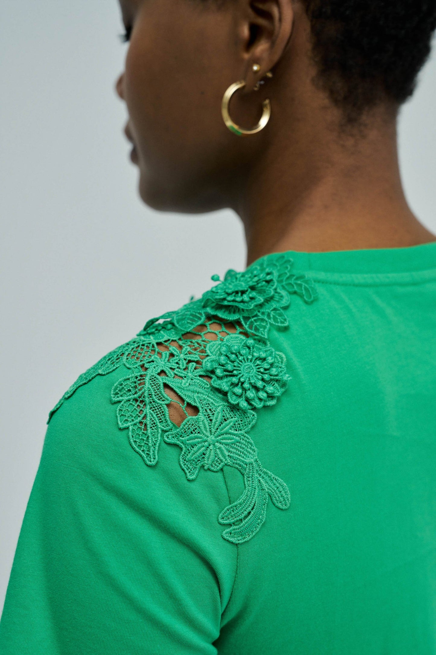 Salsa Jeans Lace Detail T-Shirt - Green