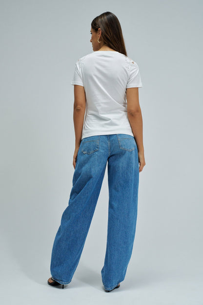 Salsa  Jeans Lace Detail T-Shirt - White