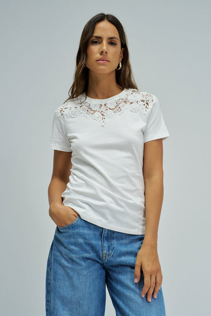 Salsa  Jeans Lace Detail T-Shirt - White
