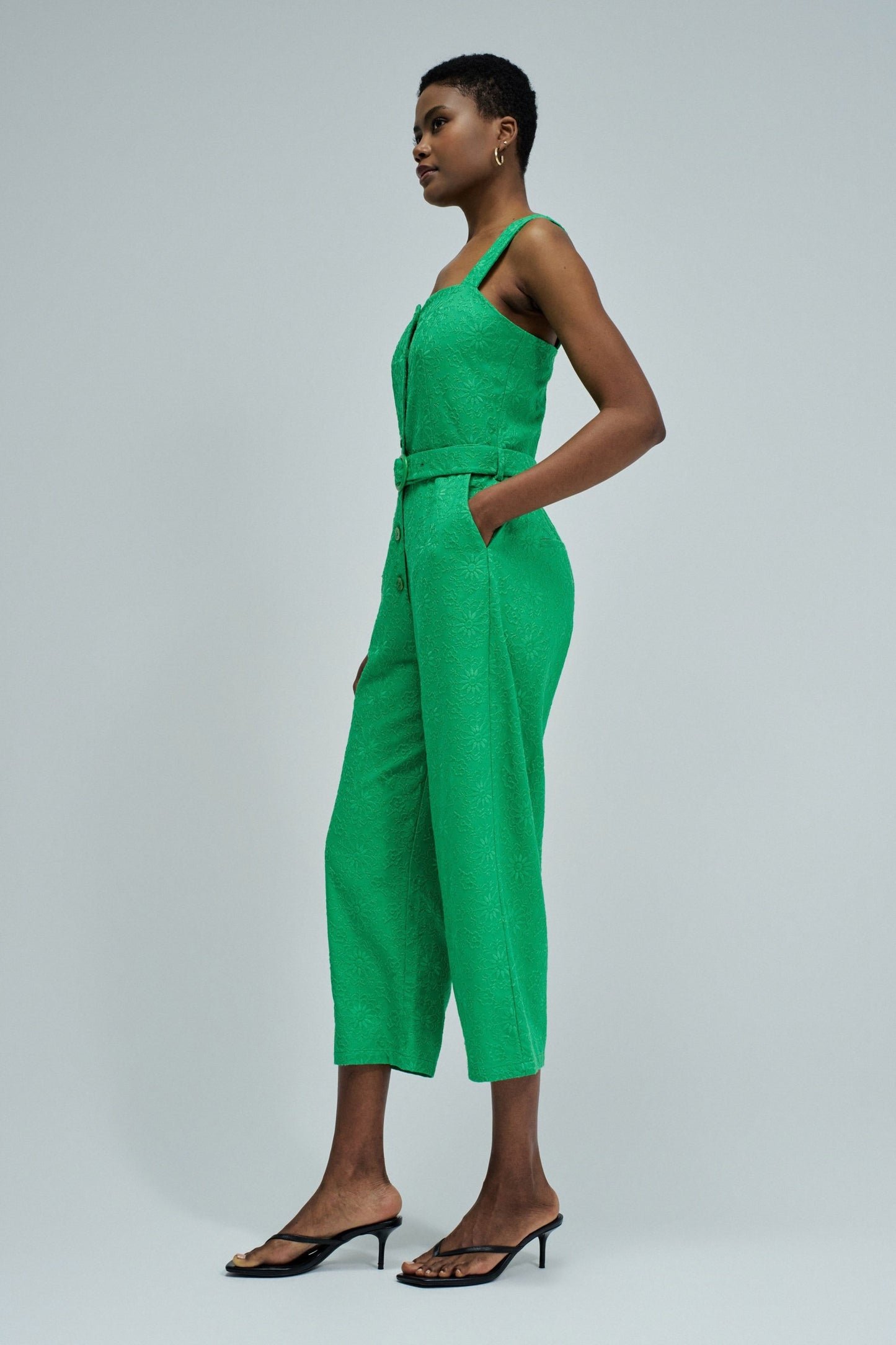 Salsa Jeans Flower Embroidered Jumpsuit - Green
