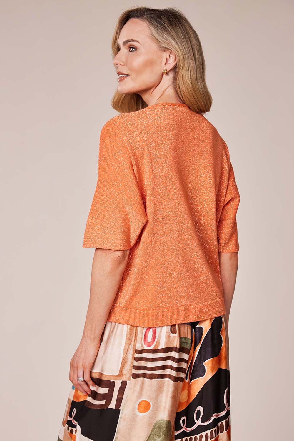Deck Short Sleeve Lurex Knit - Orange