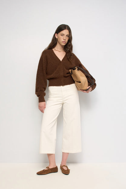 Salsa Jeans Cream Cropped Wide Leg Jean