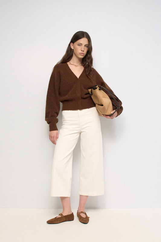 Salsa Jeans Cream Cropped Wide Leg Jean