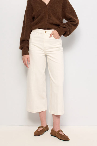 Salsa Jeans Cream Cropped Wide Leg Jean