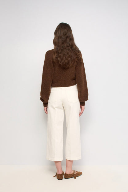 Salsa Jeans Cream Cropped Wide Leg Jean