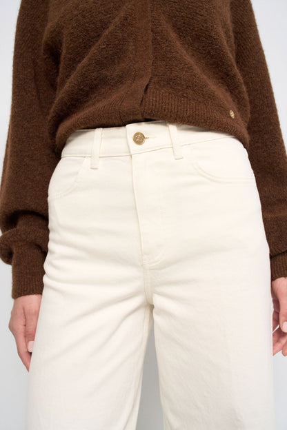 Salsa Jeans Cream Cropped Wide Leg Jean