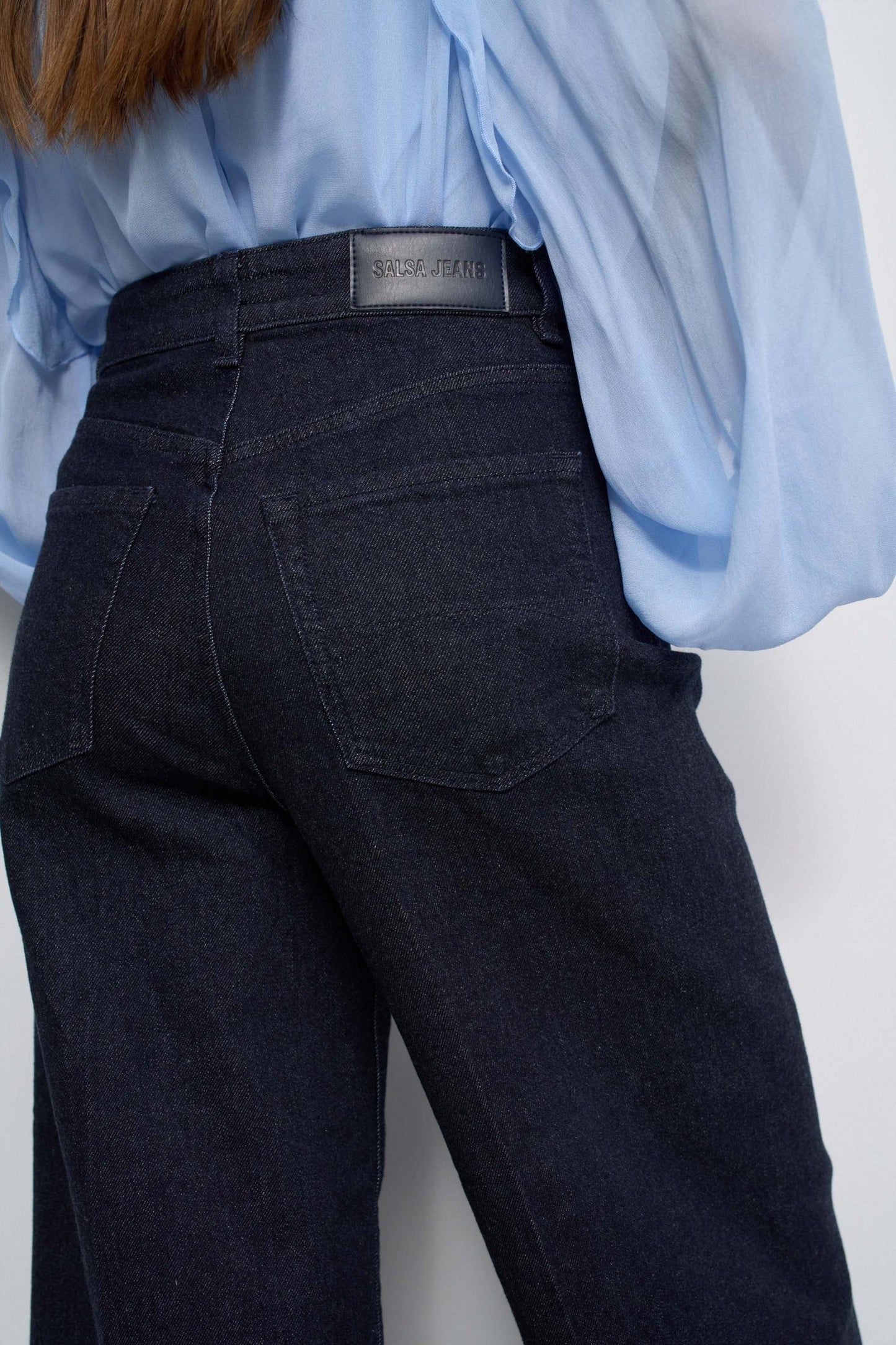 Salsa Jeans Cropped Wide Leg Jean - Navy
