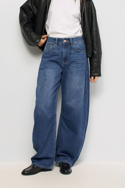 Salsa Denim Tailored High Rise Barrel Leg - Blue