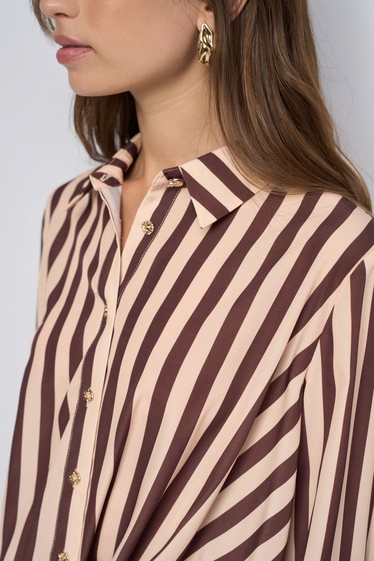Salsa Jeans Striped Blouse - Brown & Cream
