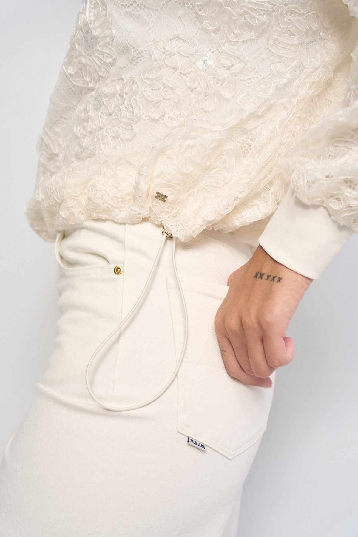 Salsa Jeans Sequin Top - Cream