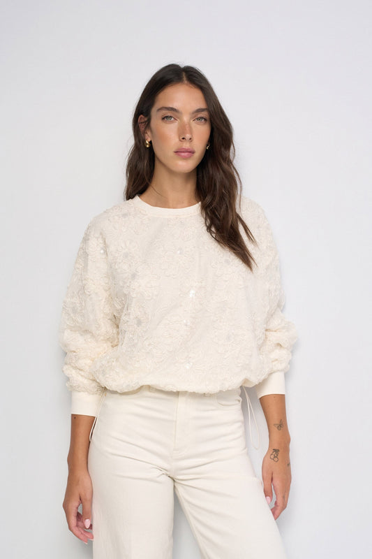 Salsa Jeans Sequin Top - Cream