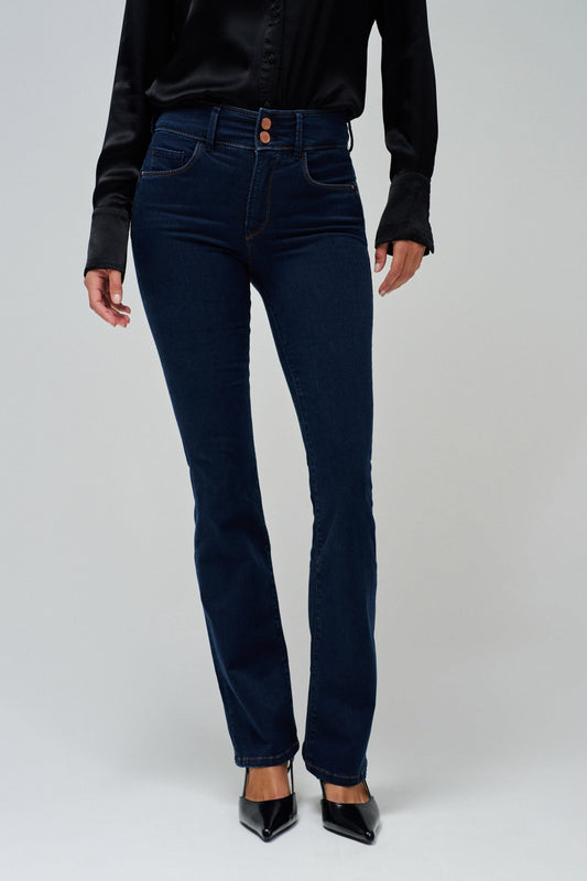 Salsa Jeans Mid Rise Push-In  Bootcut Jeans - Dark Wash