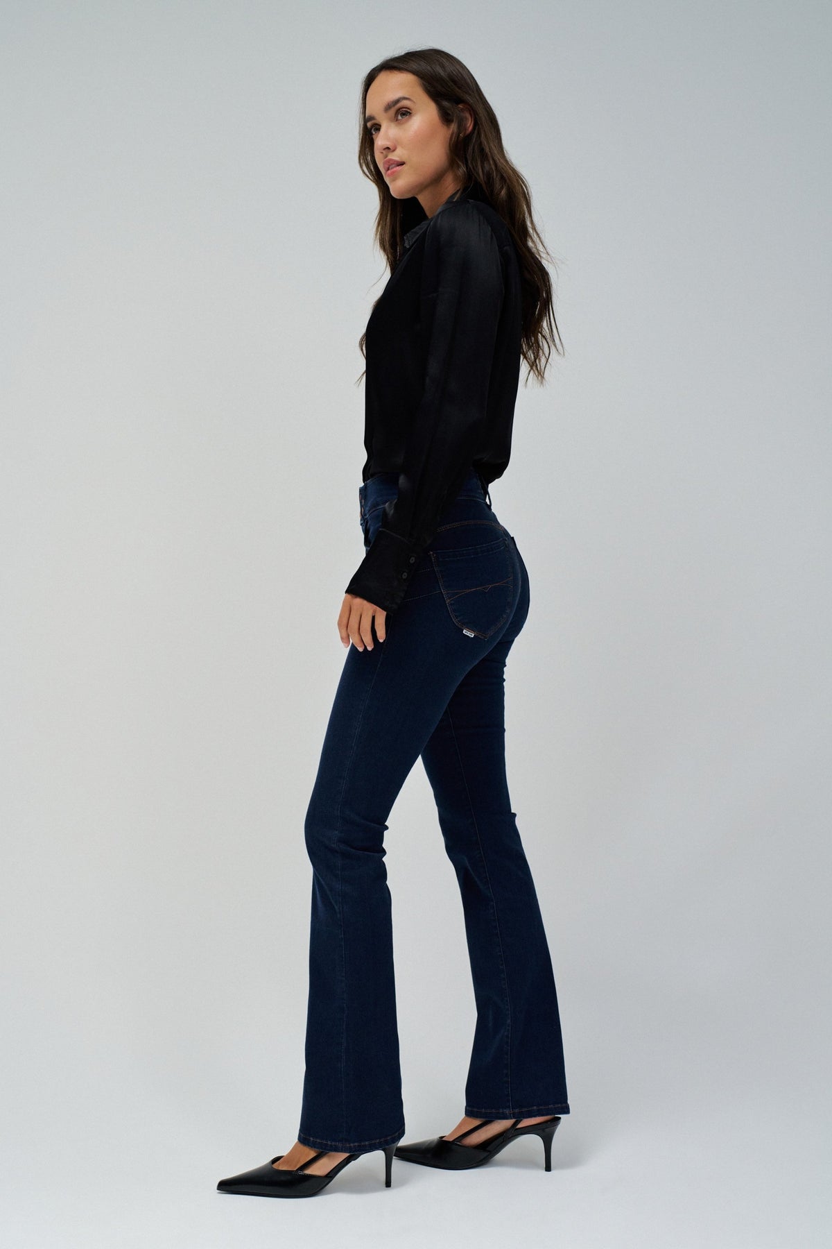 Salsa Jeans Mid Rise Push-In  Bootcut Jeans - Dark Wash