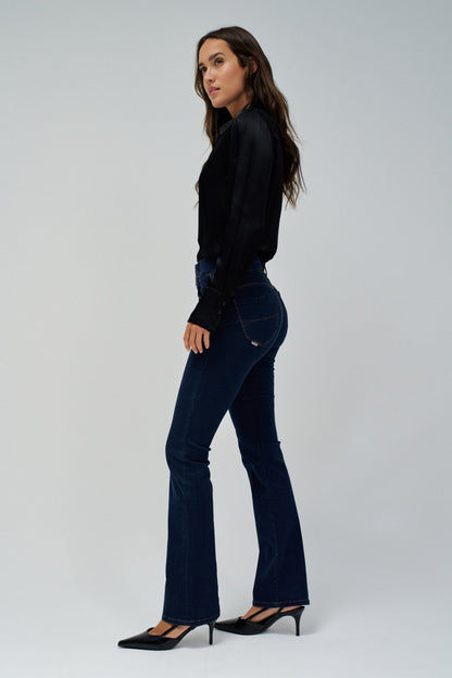 Salsa Jeans Mid Rise Push-In  Bootcut Jeans - Dark Wash