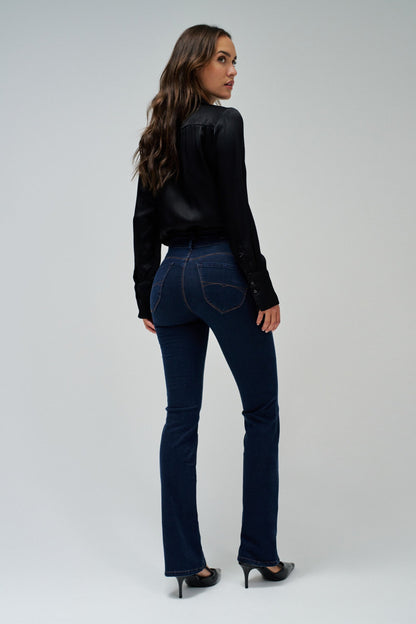 Salsa Jeans Mid Rise Push-In  Bootcut Jeans - Dark Wash