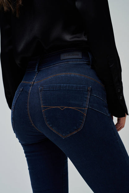 Salsa Jeans Mid Rise Push-In  Bootcut Jeans - Dark Wash