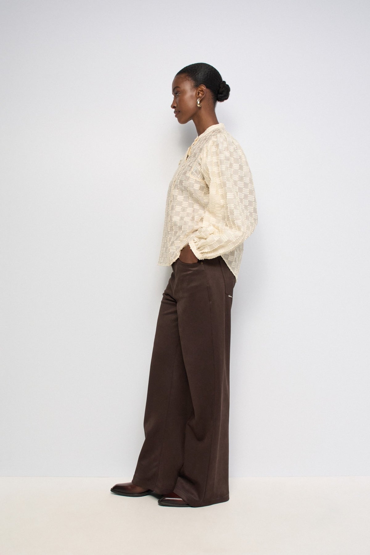Salsa Jeans Textured Balloon Sleeve Shirt - Cream