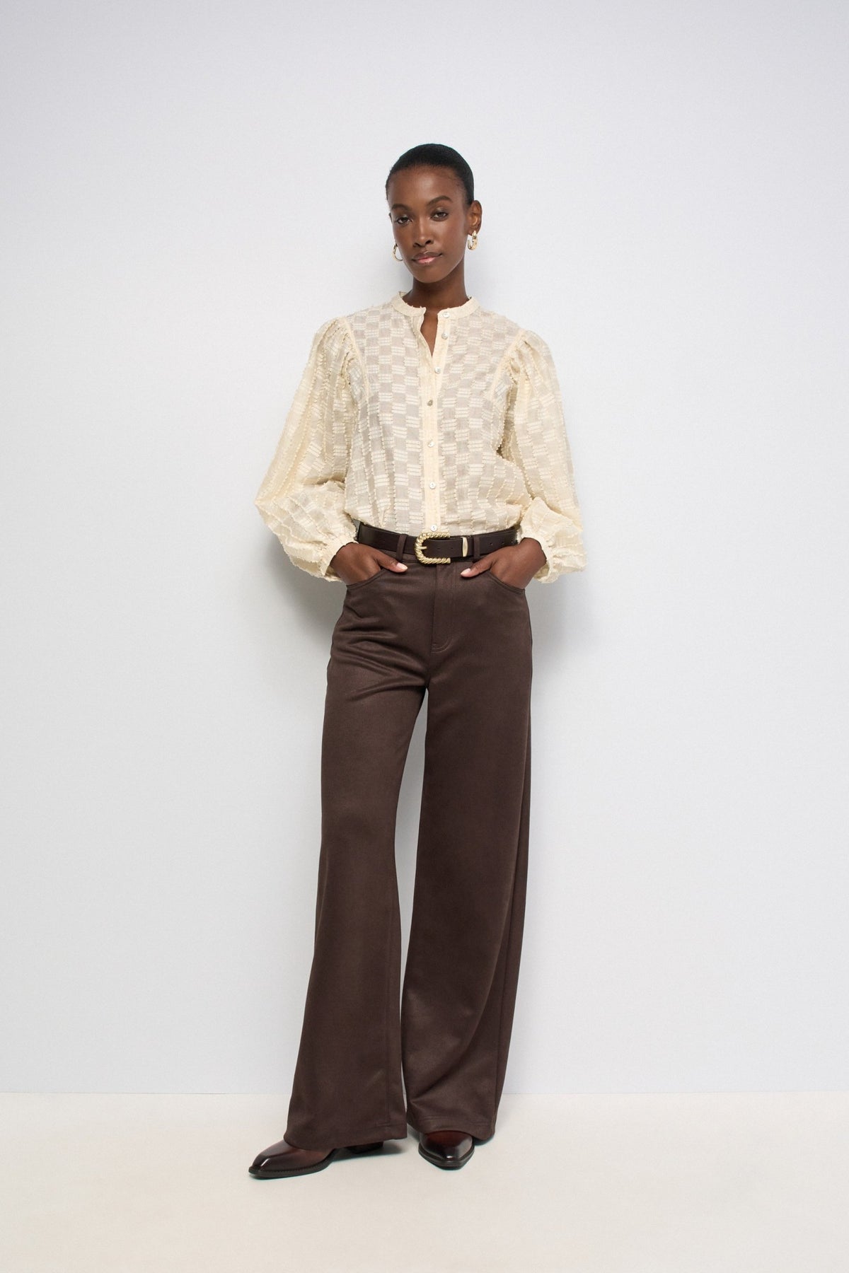 Salsa Jeans Textured Balloon Sleeve Shirt - Cream