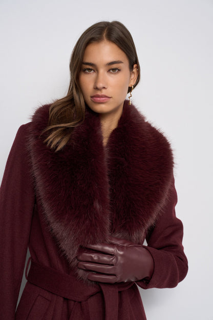 Salsa Grace Wool Blend Coat - Burgundy