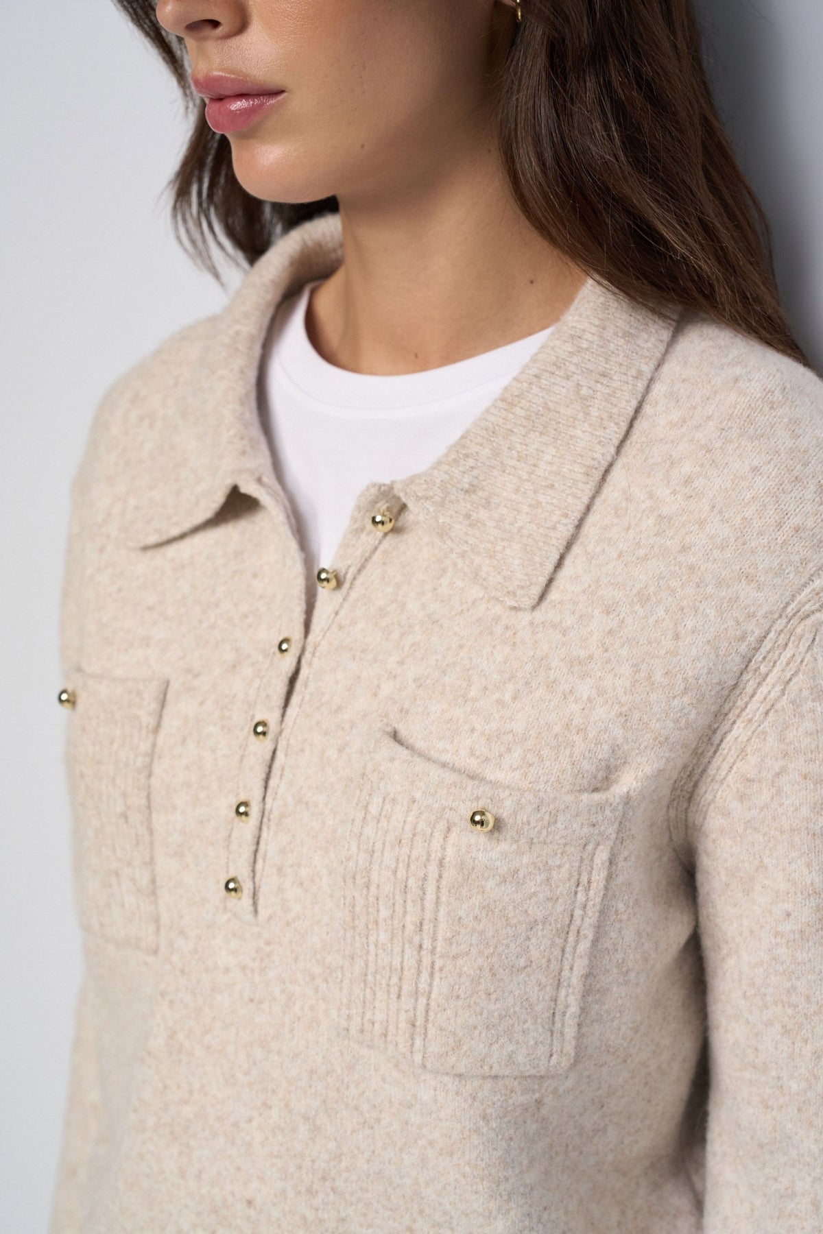 Salsa Jeans Button Up Sweater - Cream