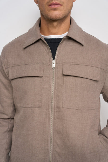 Salsa Wool Blend Bomber Jacket - Taupe