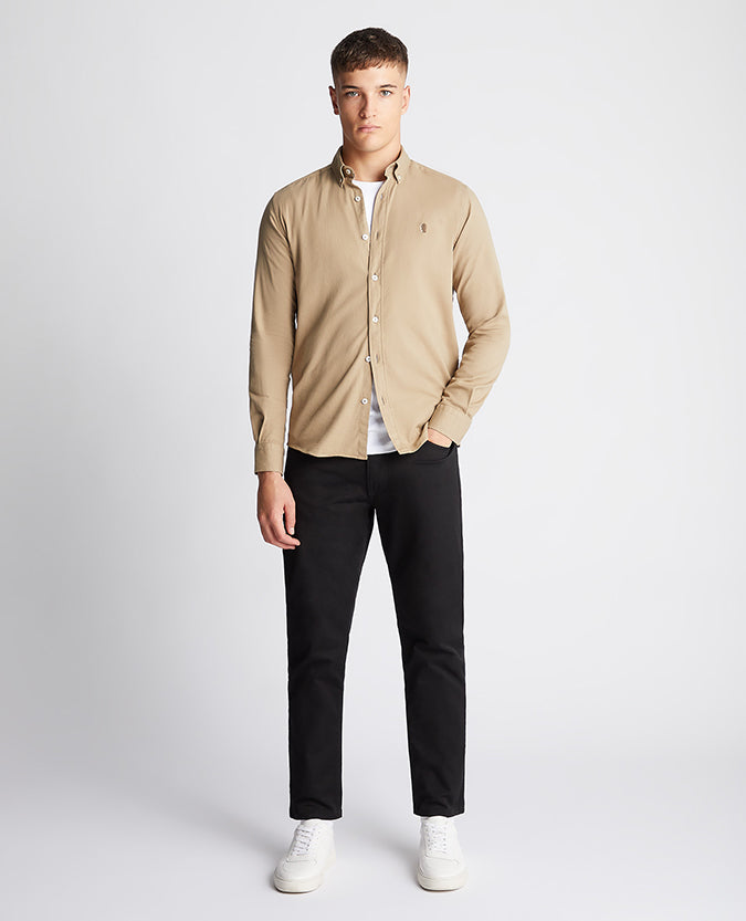 Remus Uomo Slim Fit Cotton Shirt - Camel