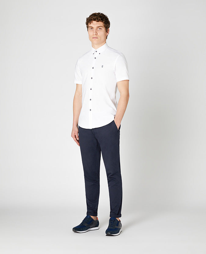 Remus Uomo Ashton Cotton Short Sleeve Shirt - White