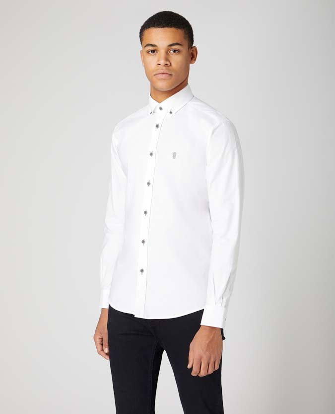 Remus Uomo Oxford Tapered Shirt - White