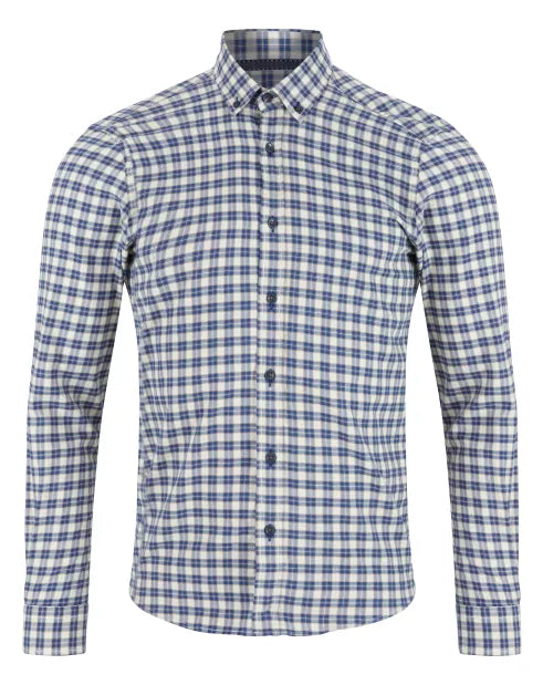 Blue and white checkered shirt on a white background