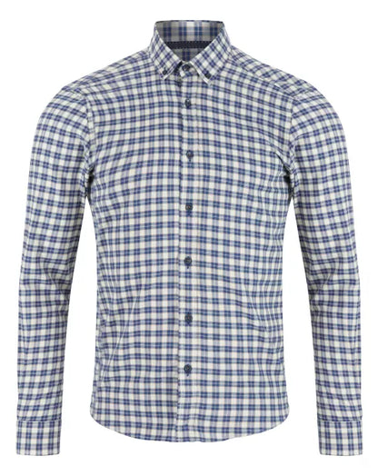 Blue and white checkered shirt on a white background