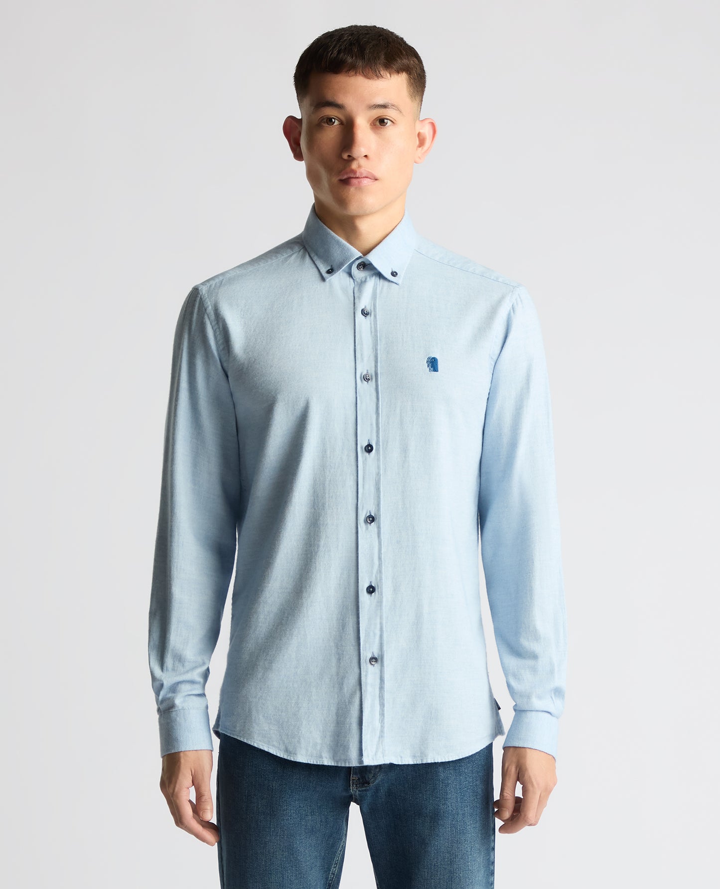 Remus Uomo Tapered Parker Causal Shirt - Sky Blue