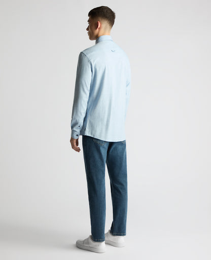 Remus Uomo Tapered Parker Causal Shirt - Sky Blue