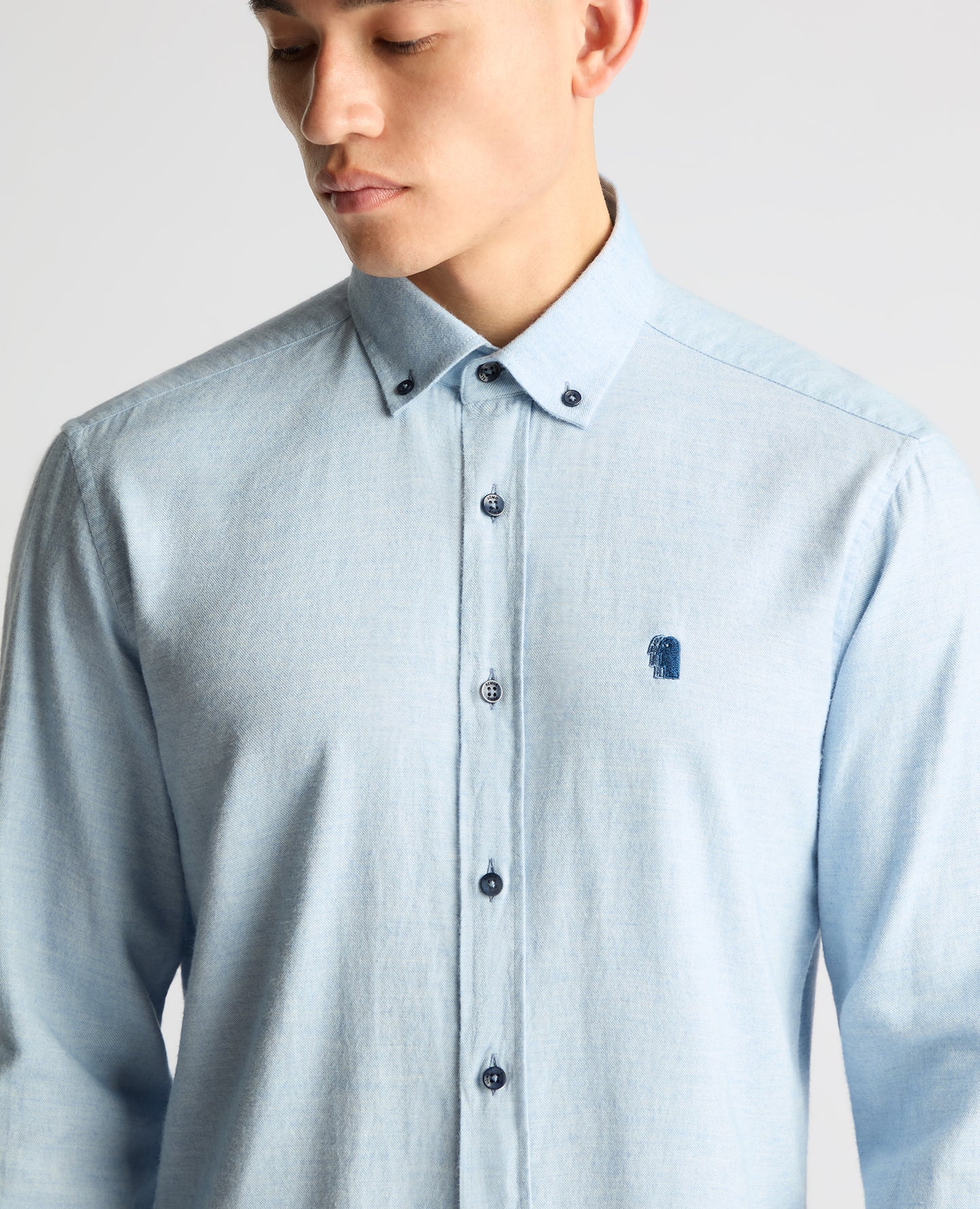 Remus Uomo Tapered Parker Causal Shirt - Sky Blue