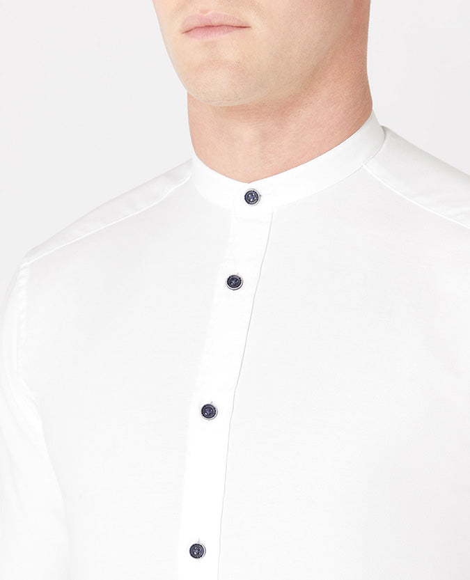 Remus Uomo - Rome/Cole - Grandfather Collar Shirt - White