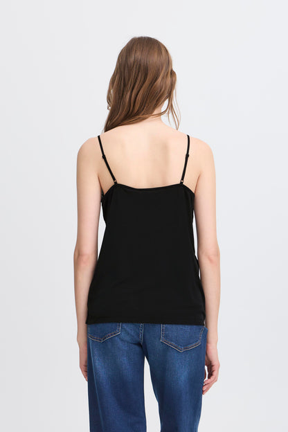 ICHI IHlike Lace Trim Top - Black