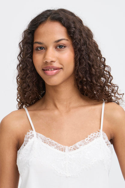 ICHI IHlike Lace Trim Top - White