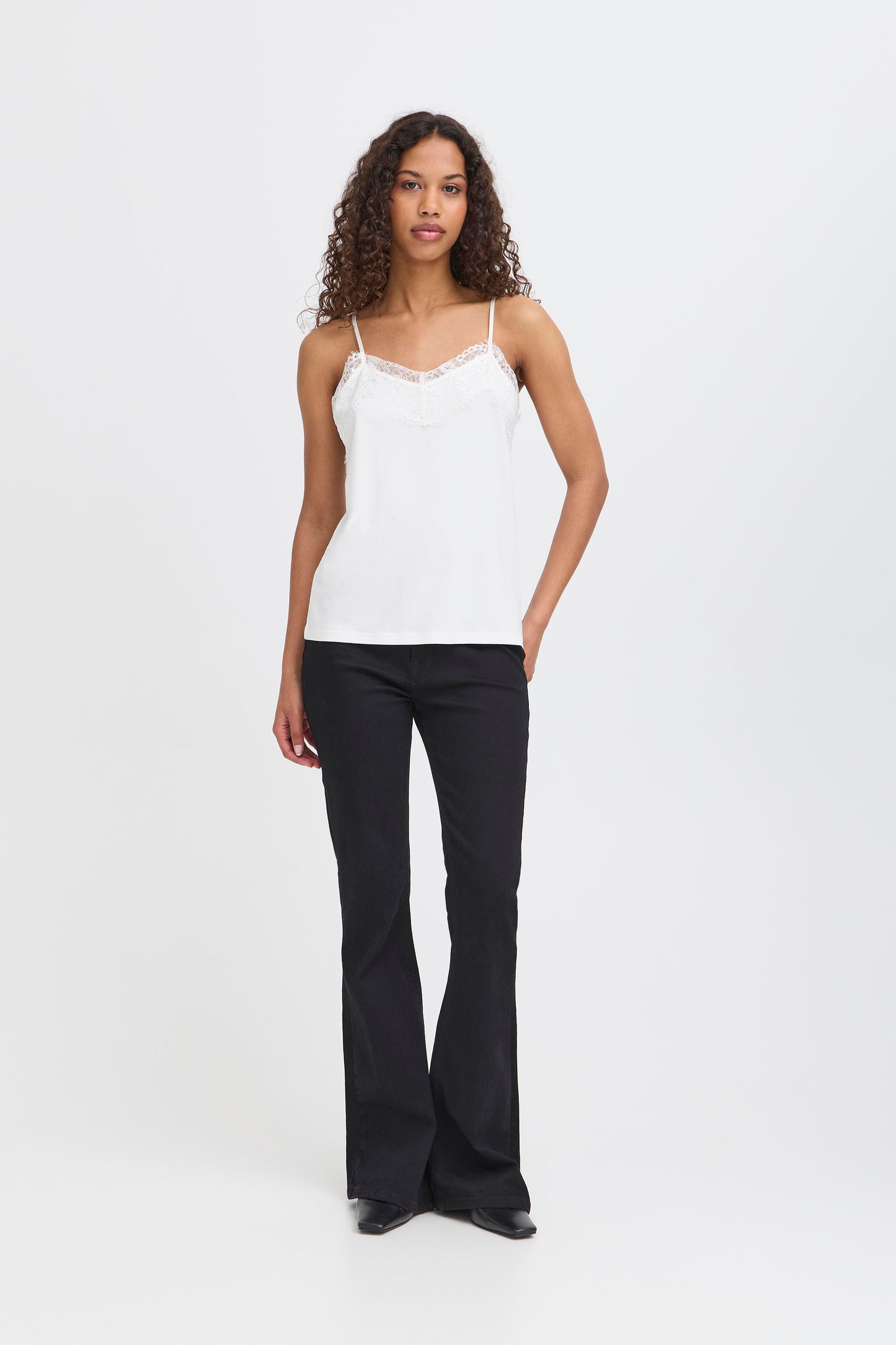 ICHI IHlike Lace Trim Top - White