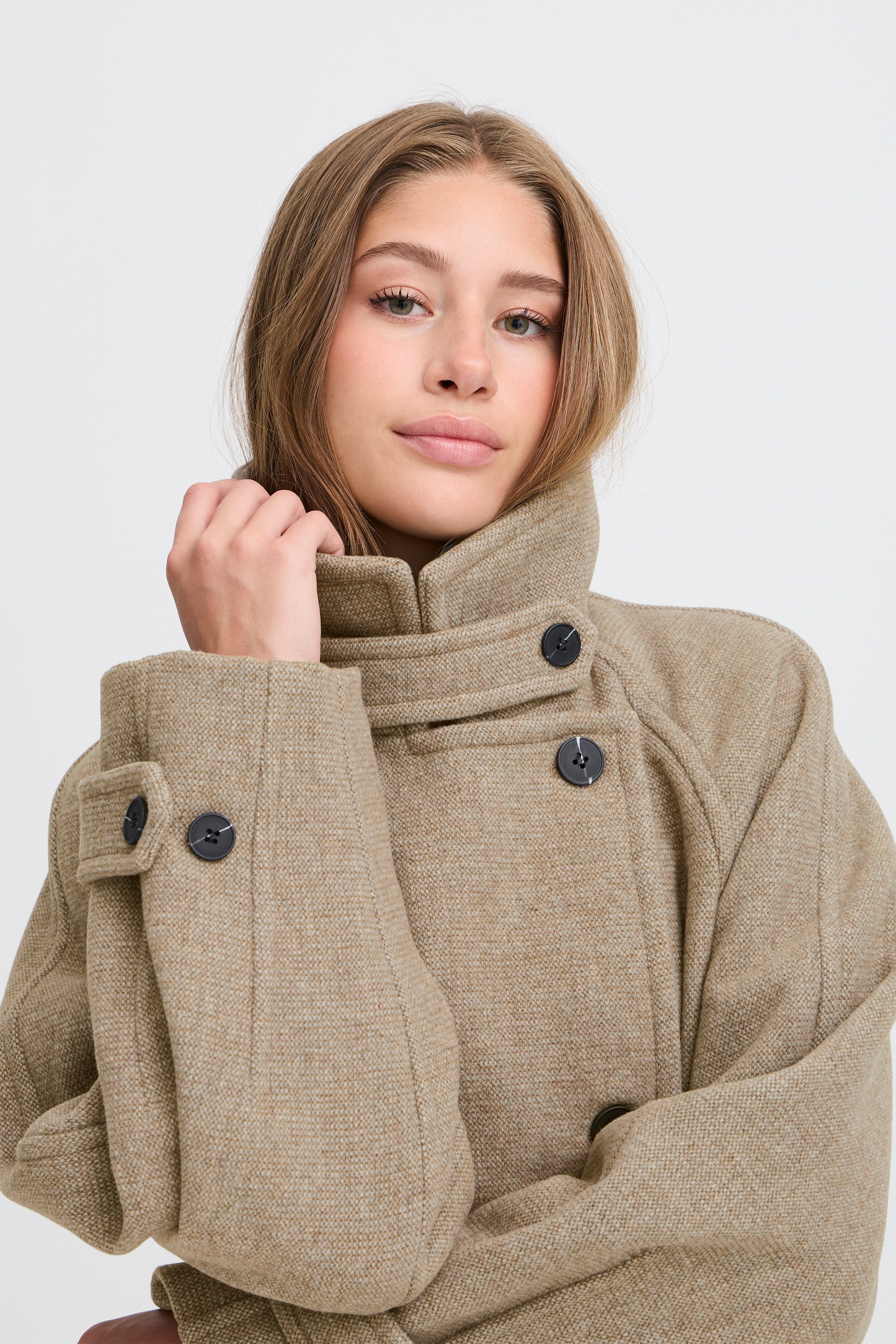 ICHI IHgaziva Melange Long Coat - Desert Taupe