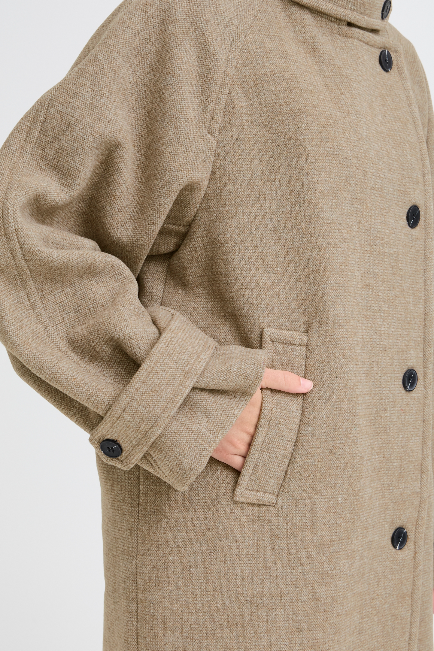 ICHI IHgaziva Melange Long Coat - Desert Taupe
