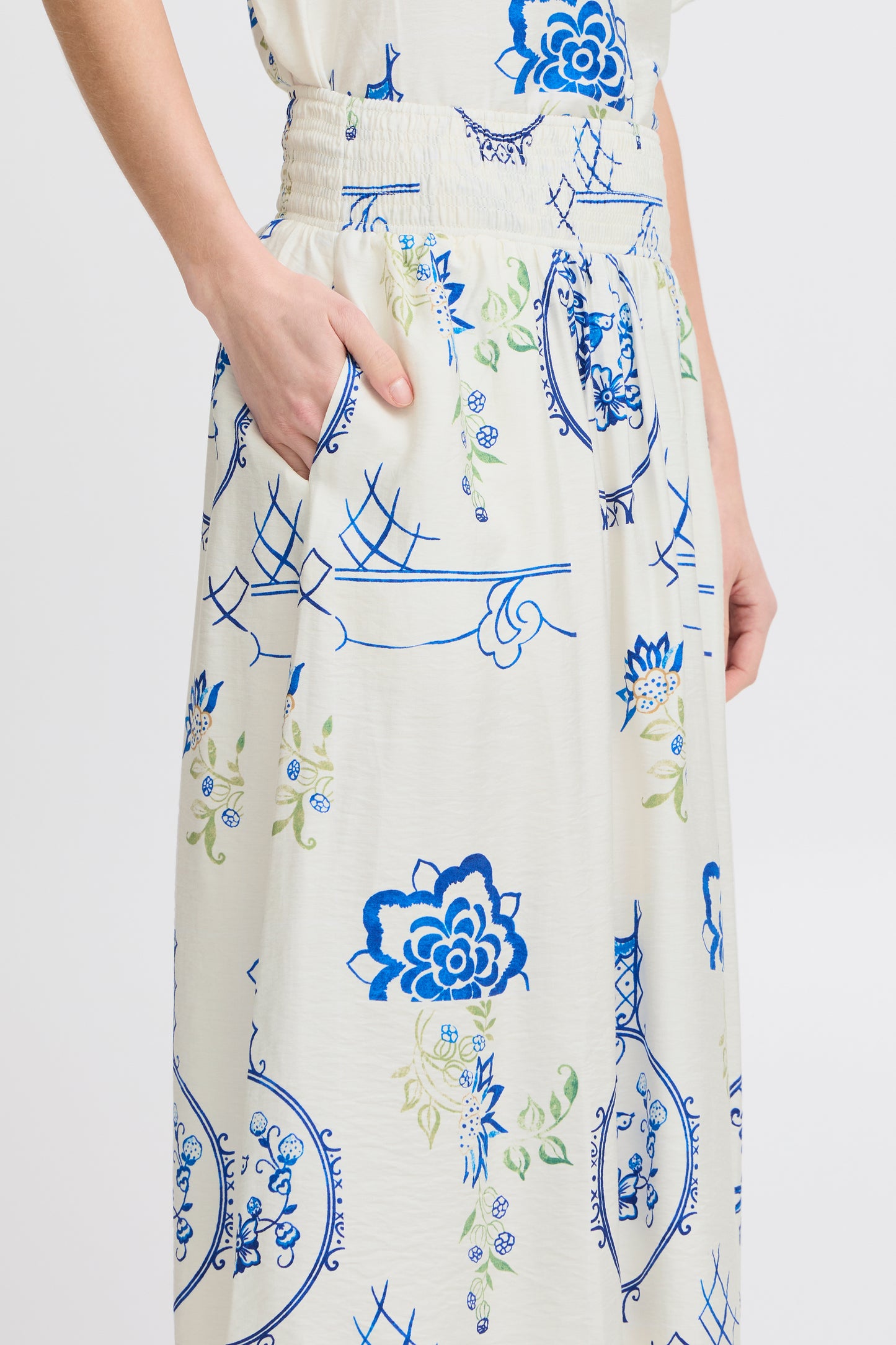 ICHI IHLUCIE Midi Printed Skirt