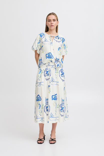 ICHI IHLUCIE Midi Printed Skirt