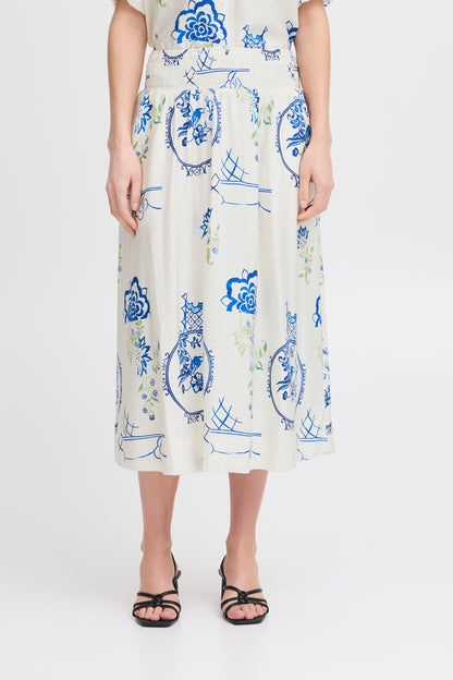 ICHI IHLUCIE Midi Printed Skirt