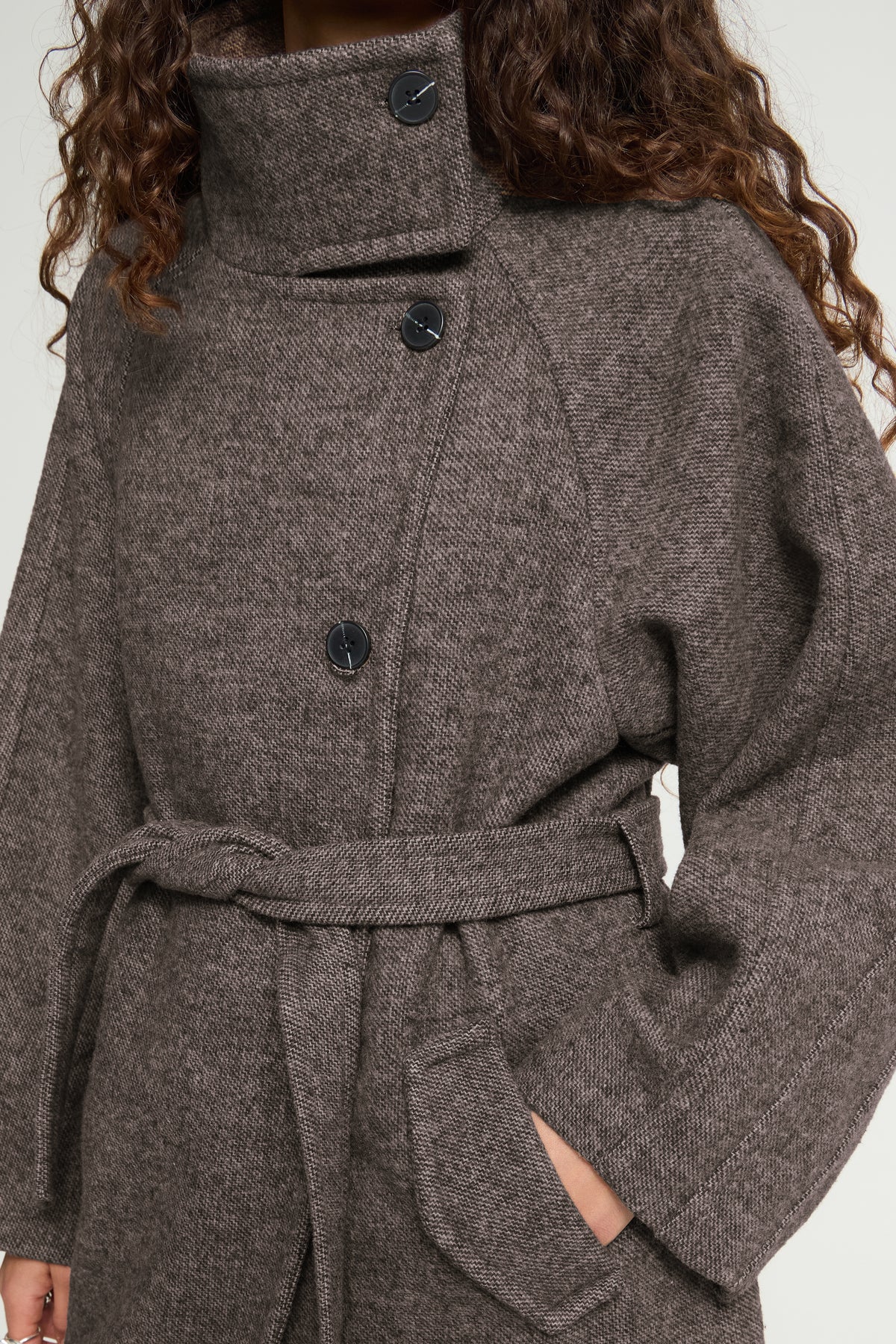 ICHI Ihgaziva Coat-Chocolate Brown Melange