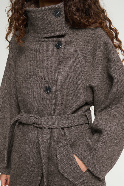 ICHI Ihgaziva Coat-Chocolate Brown Melange