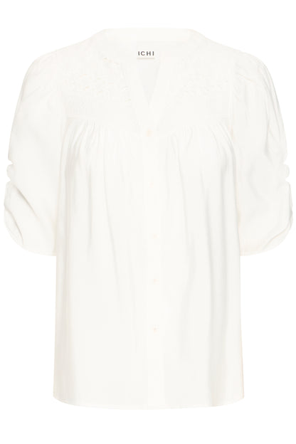 ICHI IHXLUELLA Short Sleeve Blouse - Cloud Dancer