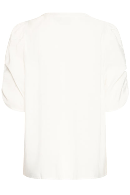 ICHI IHXLUELLA Short Sleeve Blouse - Cloud Dancer
